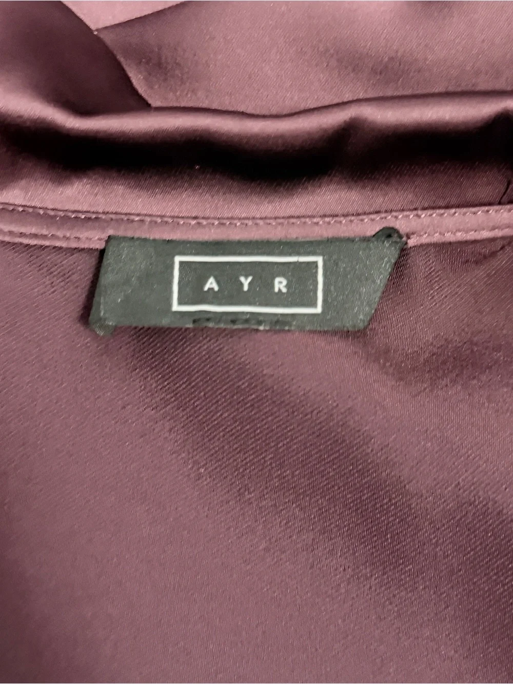 AYR Burgundy Plum Satin Kimono Wrap Mini Dress Shawl Collar Tie Waist Pockets M